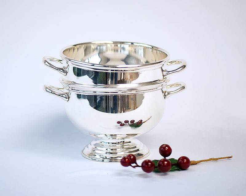 HÃTEL Silver Private Label Footed Bowl With Handles