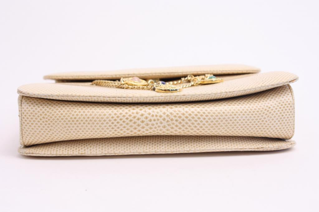 Vintage JUDITH LEIBER Lizard & Gold Charm Handbag