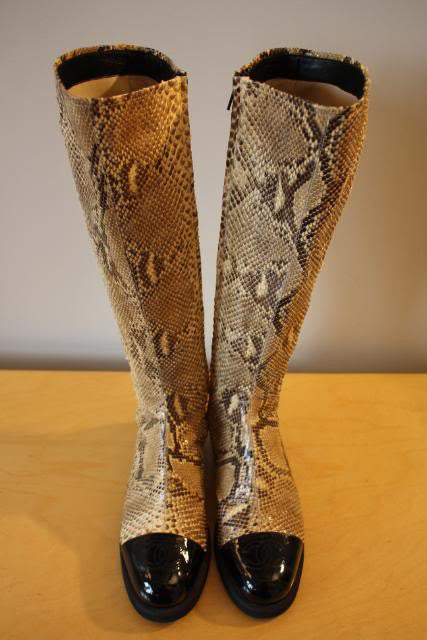 CHANEL Python Snake Skin Knee High 