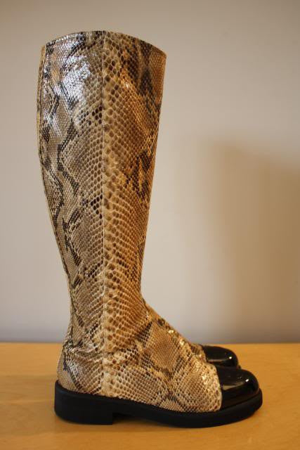 black patent snakeskin boots