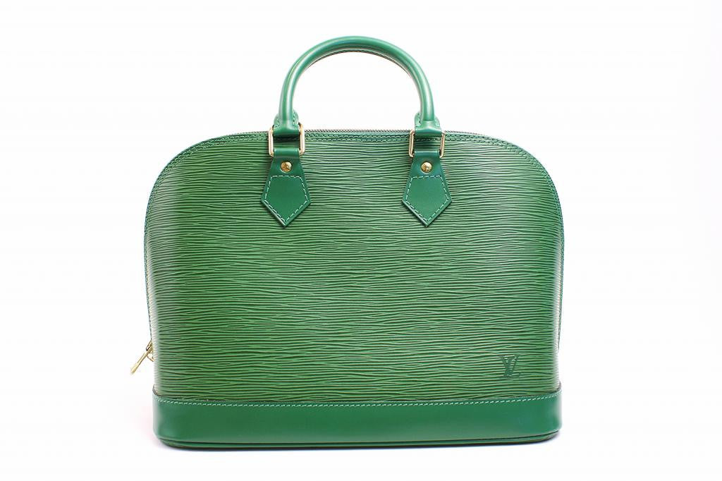 Authentic LOUIS VUITTON Green Epi Alma Handbag at Rice and Beans Vintage