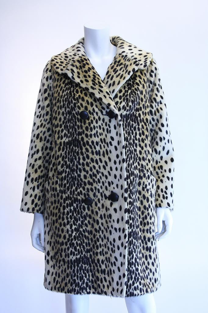 Vintage 60's Faux Leopard Fur Coat