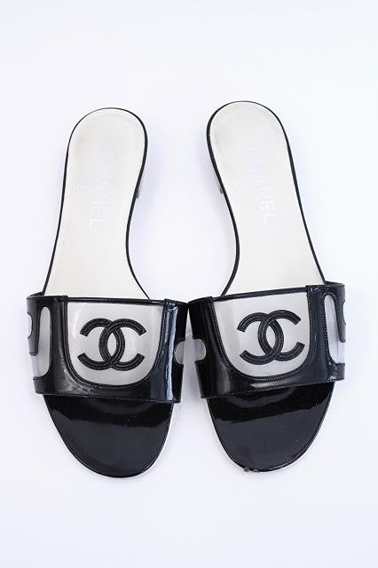 Authentic CHANEL CC Sandals at Rice and Beans Vintage
