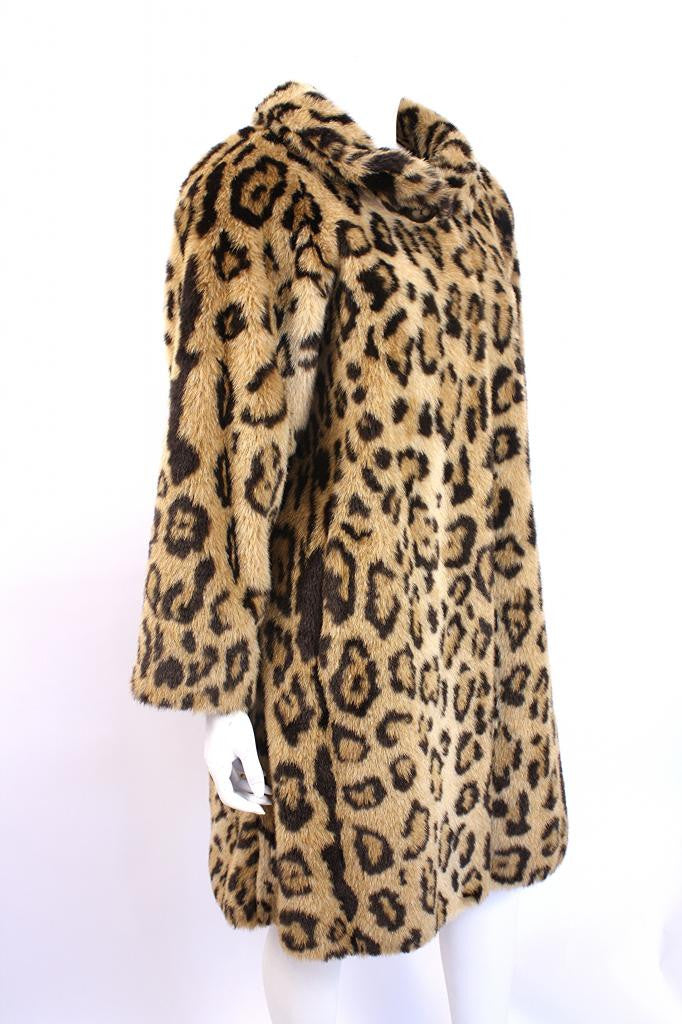 Vintage Faux Leopard Fur Coat at Rice and Beans Vintage