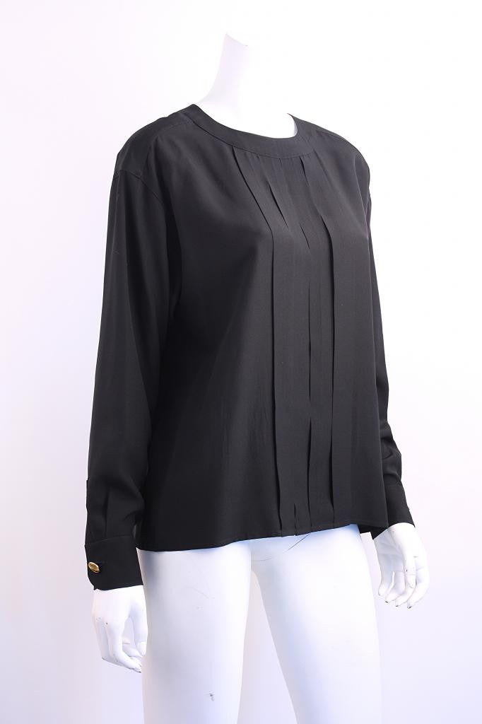 Vintage CHANEL Black Silk Blouse at Rice and Beans Vintage
