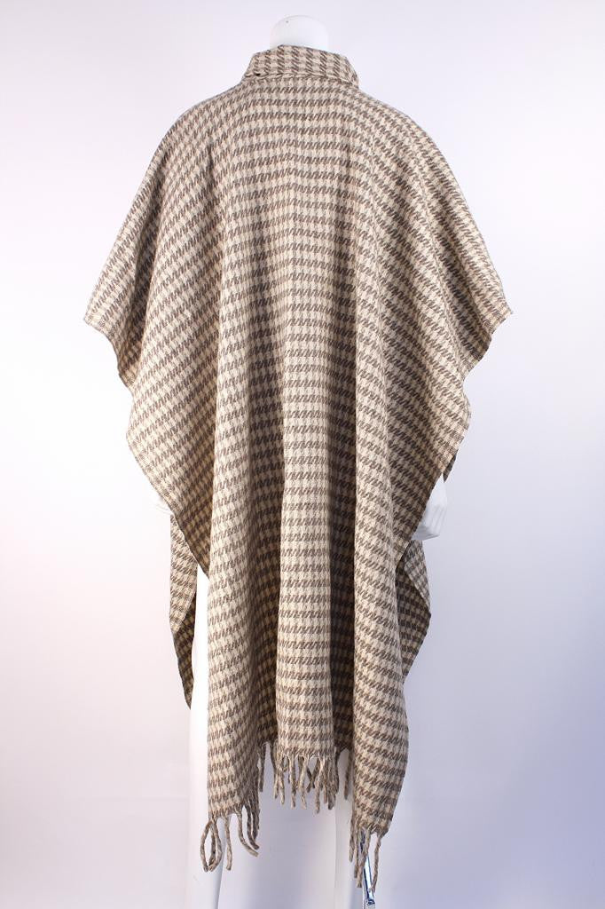 Vintage 70's Wool Houndstooth Cape at Rice and Beans Vintage