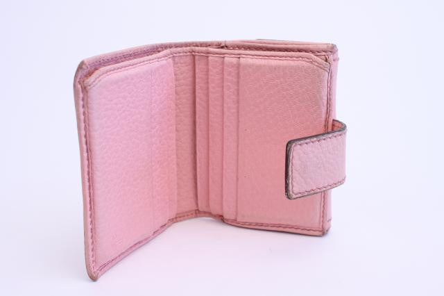 GUCCI Pink Studded Leather Handbag w/Bamboo Handle & Wallet