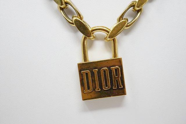 dior gold padlock necklace