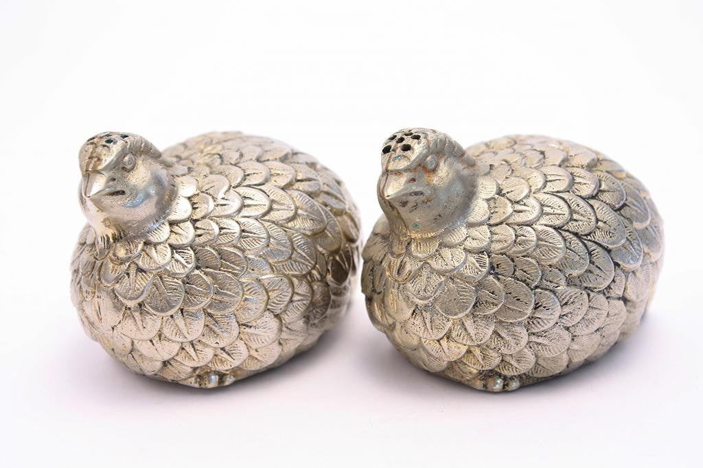 Vintage GUCCI Pewter Quail Salt & Pepper Shakers at Rice and Beans Vintage