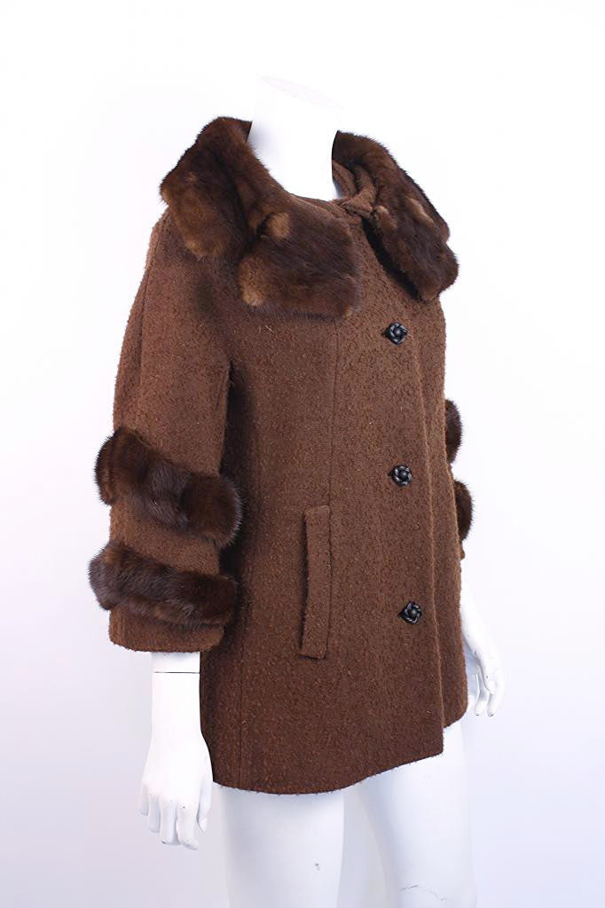 Vintage 50's LILLI ANN Boucle & Fur Coat at Rice and Beans Vintage