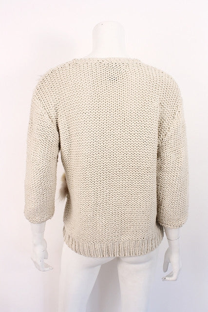 Vintage Handknit Sweater w/Fur at Rice and Beans Vintage
