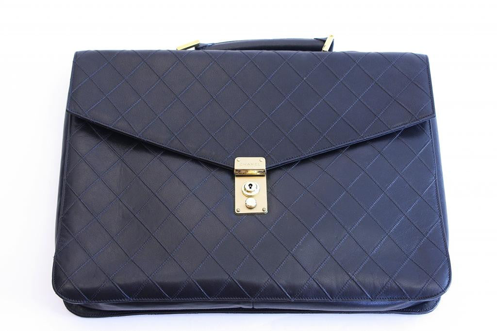 Vintage CHANEL Quilted Lambskin Laptop Bag Briefcase 100% Authentic ...