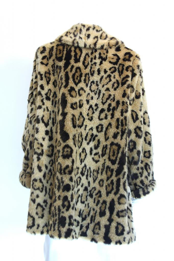 90's NEIMAN MARCUS Faux Leopard Fur Coat