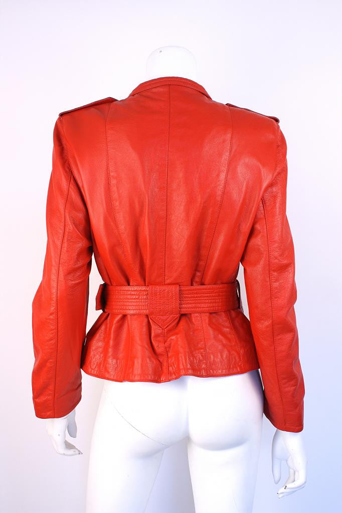 Vintage 80's Red Leather Motorcycle Jacket at Rice and Beans Vintage