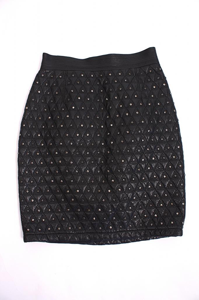 Vintage GIANNI VERSACE Studded Leather Skirt at Rice and Beans Vintage