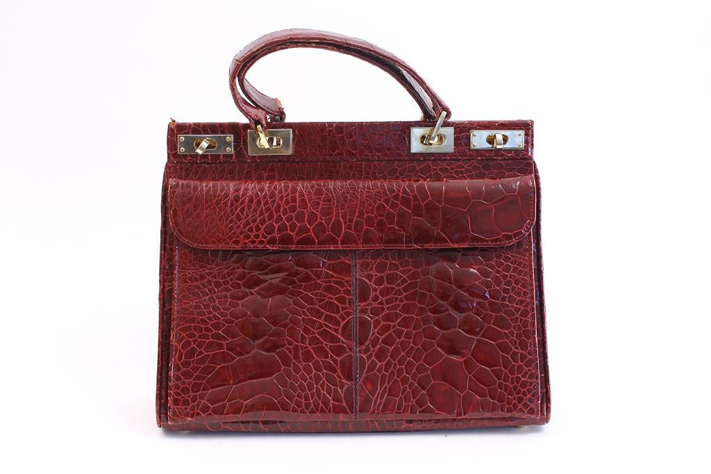Vintage 60&#39;s Red Turtle Birkin Style Handbag at Rice and Beans Vintage