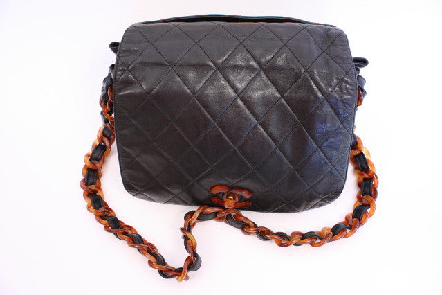 Rare Vintage CHANEL Flap Bag Tortoise Shell at Rice and Beans Vintage