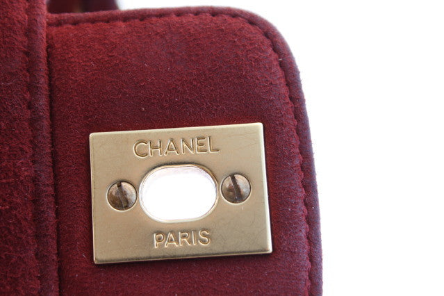 Vintage CHANEL Red Suede Flap Handbag