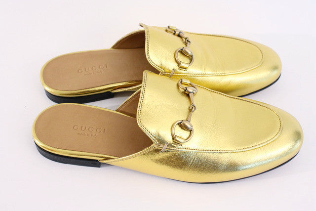 gucci gold princetown loafers