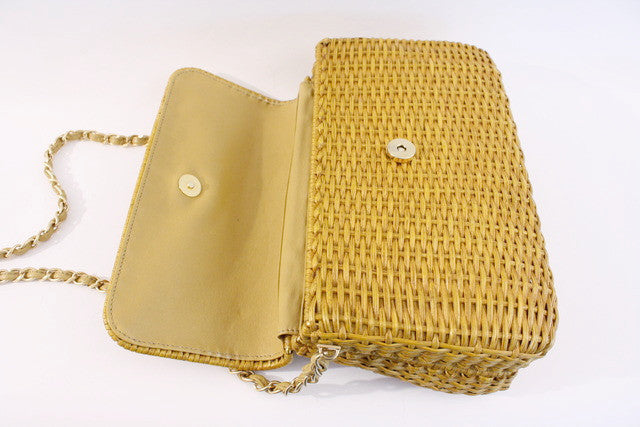 Rare Vintage CHANEL Wicker Basket Bag at Rice and Beans Vintage