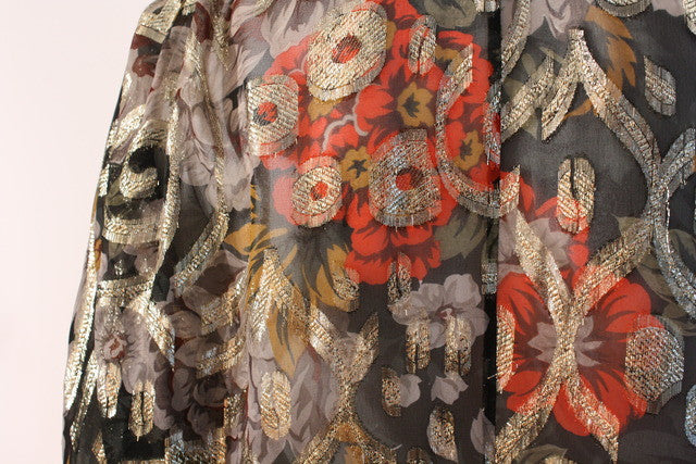 Vintage 70's Lurex Floral Blouse at Rice and Beans Vintage
