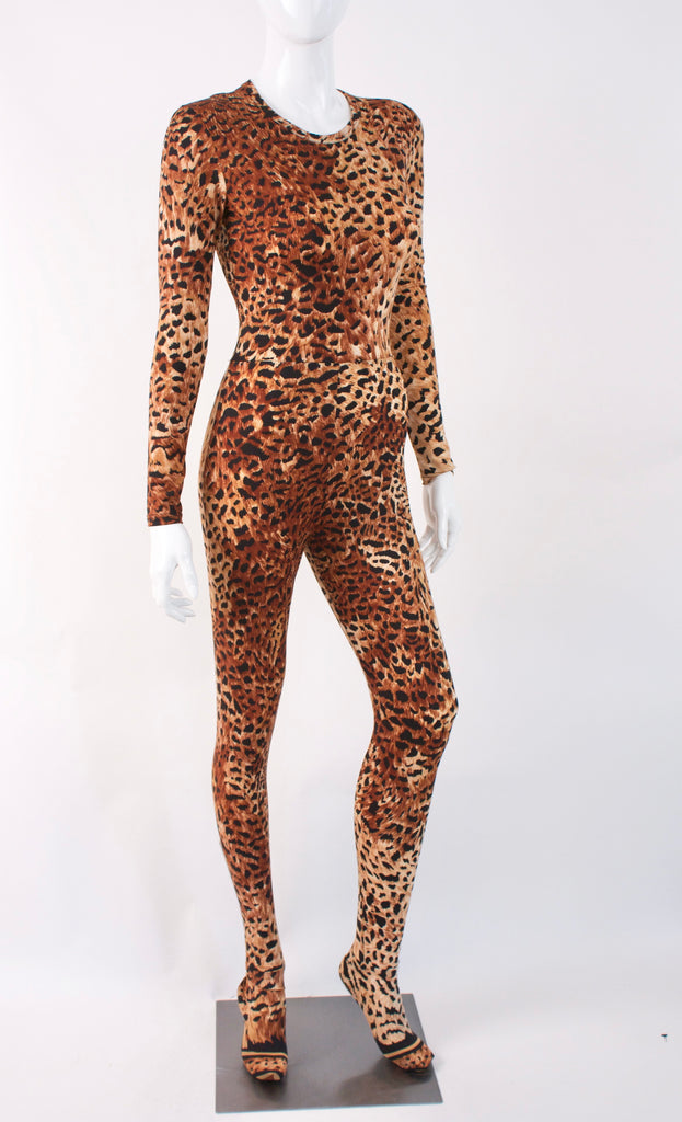 Rare Vintage LEONARD Leopard Catsuit Jumpsuit