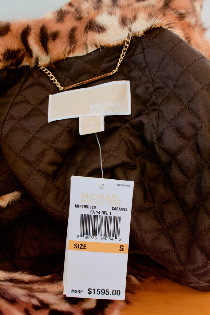 New MICHAEL KORS Leopard Print Fur Coat at Rice and Beans Vintage