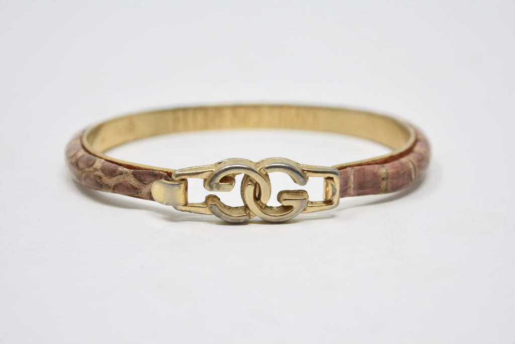 Vintage GUCCI Snakeskin Logo Bracelet 