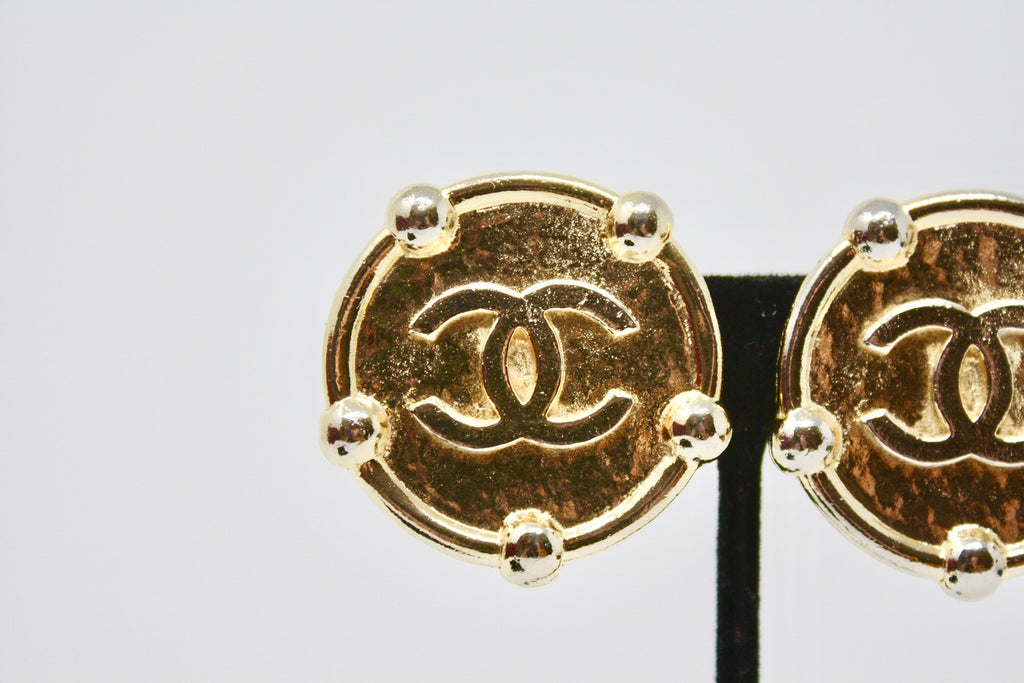 Vintage CHANEL Logo Earrings at Rice and Beans Vintage