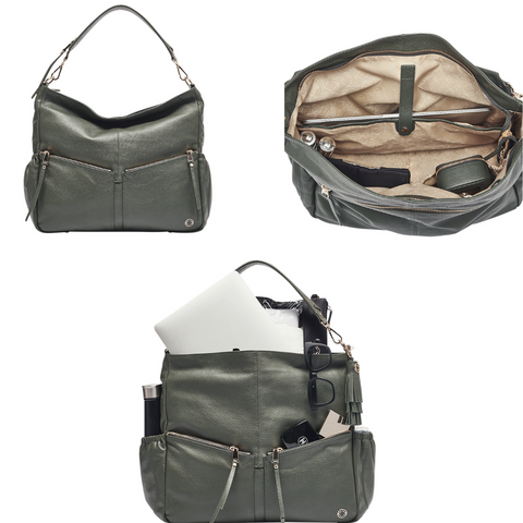 lennox olive leather laptop bag