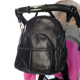 Joy Black Leather - Attached to a Pram with buggy clips