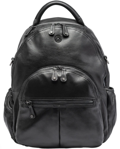 Joy Black Leather Backpack, Joy XL backpack, black leather backpack, leather backpack for him and her, classic multipurpose backpack, multipurpose backpack.