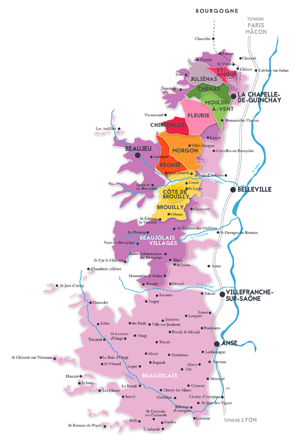 Was sind die 10 Beaujolais Wine Cru?