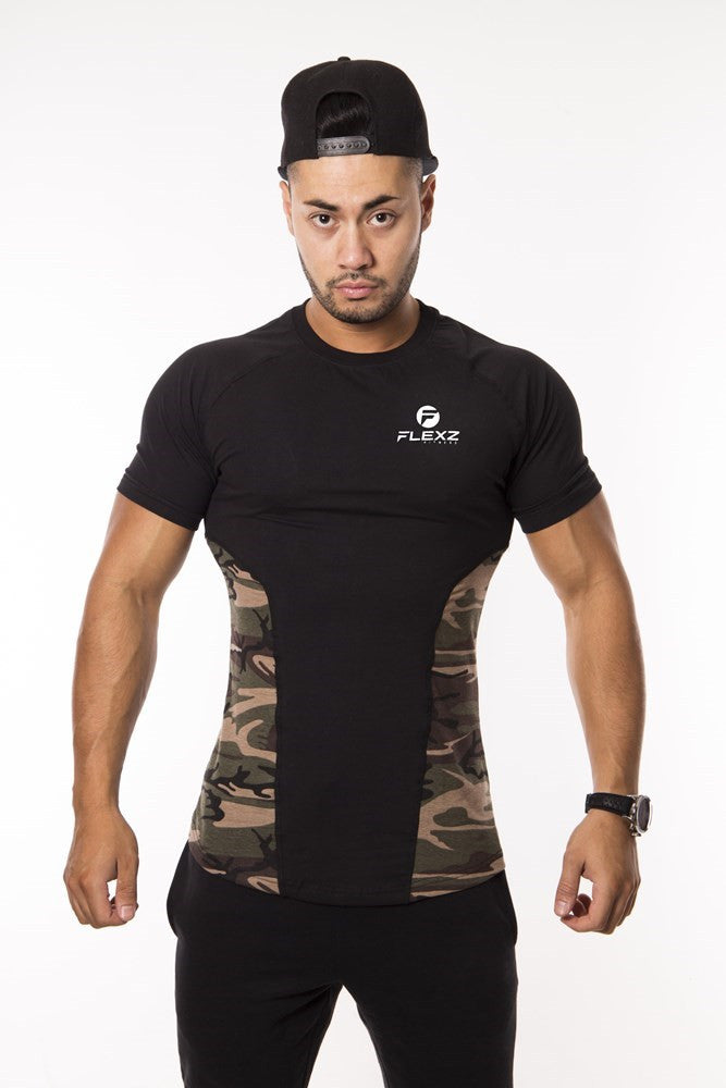 Camo T-Shirt Lightweight Snug Fit Gym Soft | Flexz Fitness