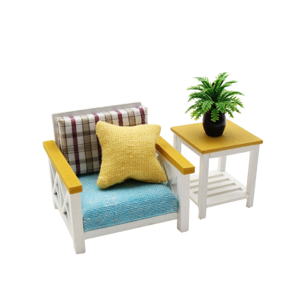 1:18 Miniature Dollhouse Furniture DIY Kit - Single Sofa and End Table - Cool Beans Boutique