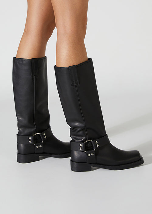 Biker Black Wax Calf Boots