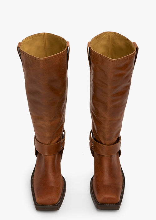 Biker Cognac Calf Boots