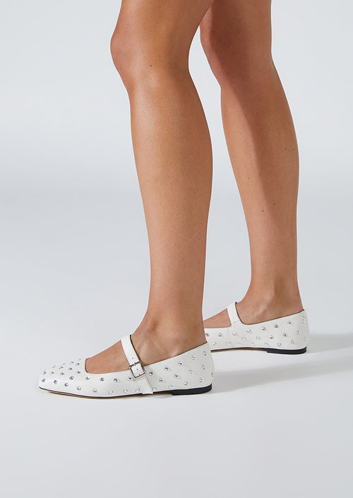 Buffy White Nappa Flats