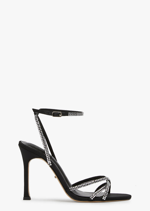 Dijon Black Satin Heels