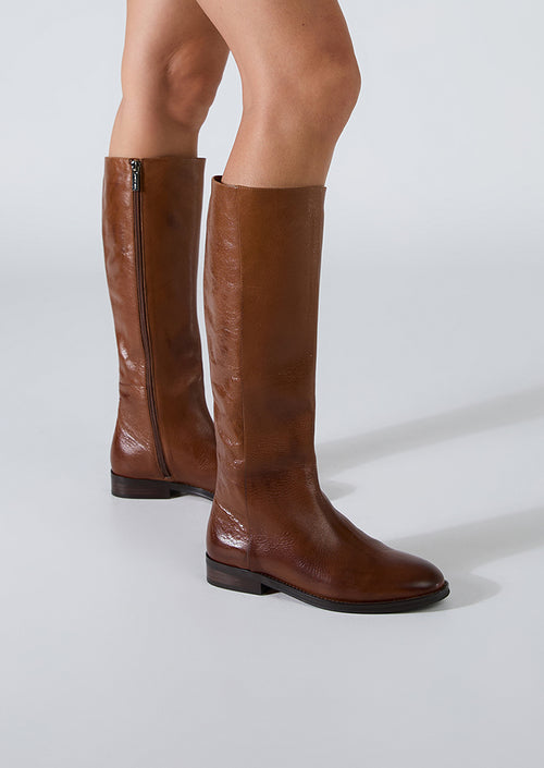 Greta Cognac Vintage Calf Boots