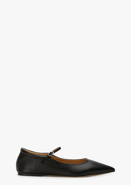 Jaffa Black Nappa Flats