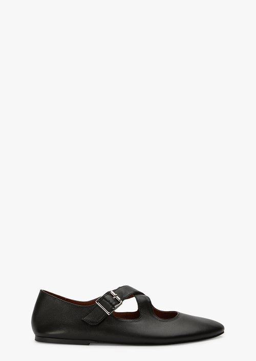 Matilda Black Nappa Flats