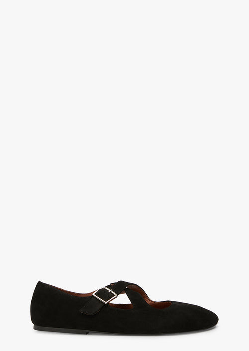 Matilda Black Suede Flats