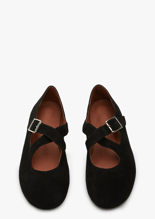 Matilda Black Suede Flats