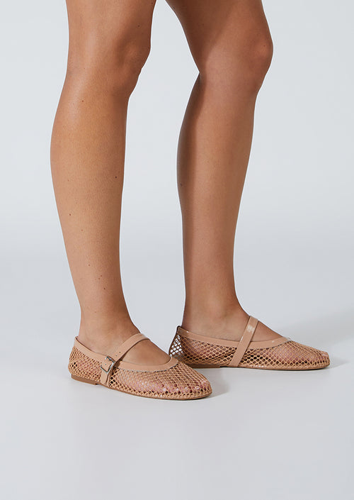 Mia Skin Mesh/Patent Flats