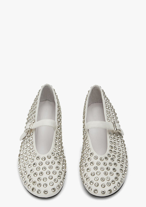 Mateo White Nappa Flats