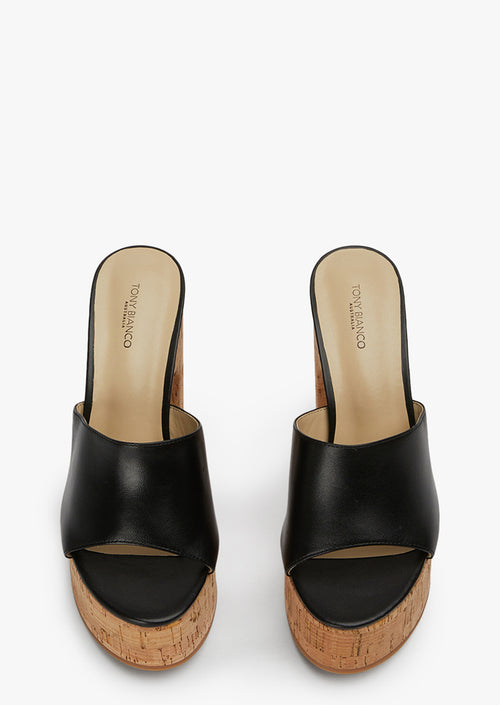 Peach Black Nappa Heels