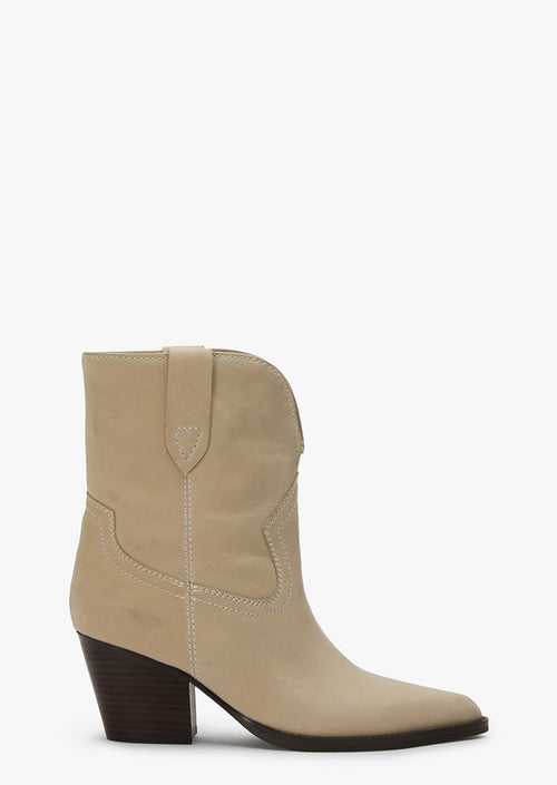 Psuedo Beige Wax Ankle Boots