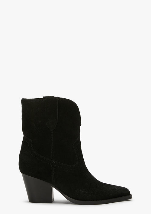 Psuedo Black Cameo Suede Ankle Boots