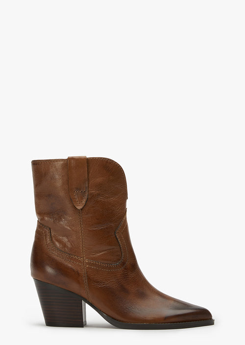 Psuedo Cognac Vintage Ankle Boots